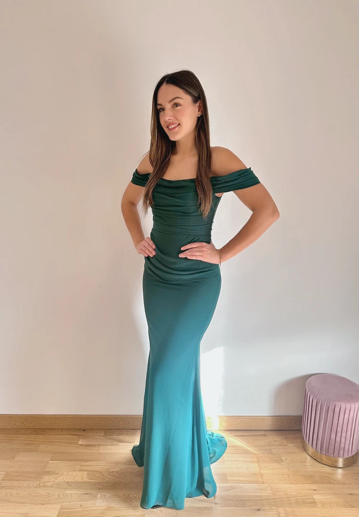 Robe sirene vert émeraude mousseline
